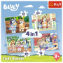 Puzzle 4v1 Bluey a jeho svět 28,5x20,5cm v krabici 28x28x6cm