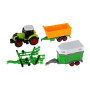 Traktor s vlekem 3ks plast 19cm na setrvačník v krabici 45x26x10cm