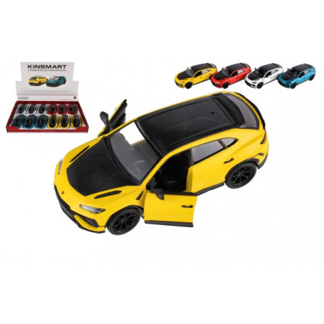 Auto Kinsmart Lamborghini Urus Performante 1:40 kov/plast 12,5cm 4 barvy na zpětné nat. 12ks v boxu