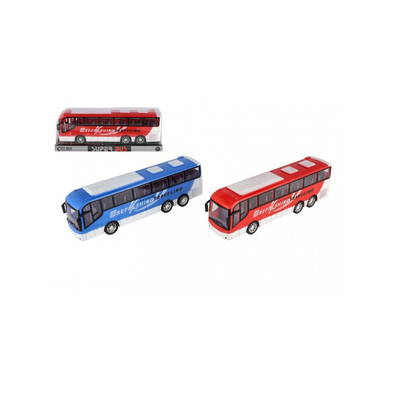 Teddies Autobus dálkový plast 31cm na setrvačník 2 barvy v blistru 00861833-XG