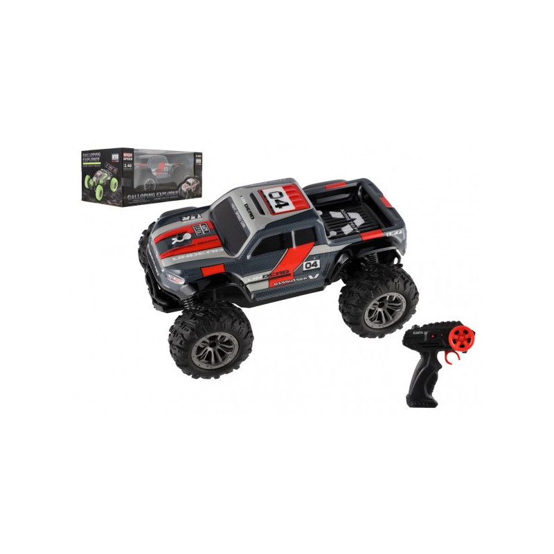 Teddies Auto RC pick up terénní plast 25cm 2,4GHZ na baterie šedo-červený v krabici 32x14x18cm 00861982-XG