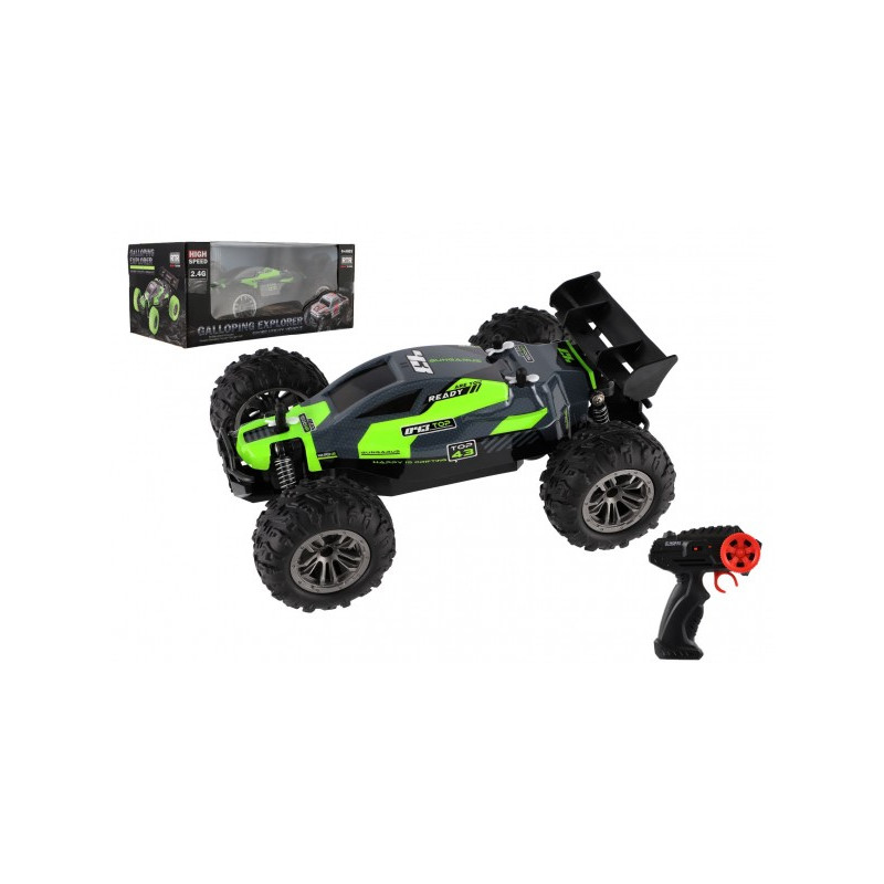 Teddies Auto RC Buggy rychlostní 2,4GHz plast 25cm na baterie zelené v krabici 31x14x18cm 00861980-XG