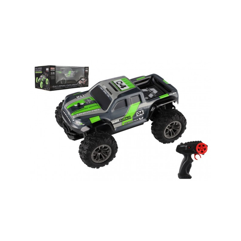 Teddies Auto RC pick up terénní plast 25cm 2,4GHZ na baterie šedo-zelený v krabici 32x14x18cm 00861981-XG