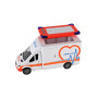 Auto ambulance plast 28cm s lehátkem na setrvačník se světlem se zvukem v krabici 39x18x12cm