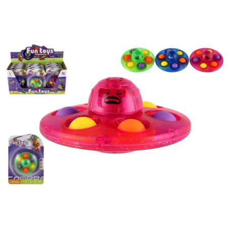 Bubble pops spinner plast 8cm 3 barvy na kartě 12 ks v boxu