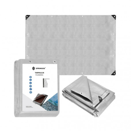 Krycí plachta s oky 4x7 m, extra silná 210g PE, šedá SPRINGOS PROTECT