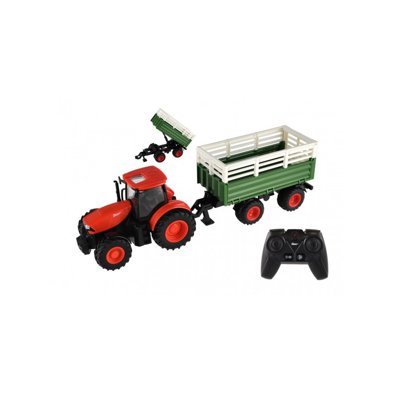 Teddies Traktor Zetor RC s vlekem plast 42cm 2,4GHz dobíjecí pack + baterie se zvukem v krabici 00800219-XG