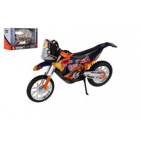 Motorka Bburago Red Bull KTM Rally Dakar 2019 kov/plast 12cm na volný chod v krabičce 17x11cm