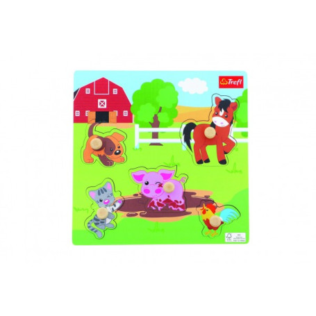 Vkládačka/Puzzle deskové obrysové zvířátka farma 22x22cm ve fólii 18m+