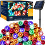 LED solární řetěz - 12m, 100LED, 8 funkcí, IP44, multicolor