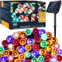 LED solární řetěz - 22m, 200LED, 8 funkcí, IP44, multicolor