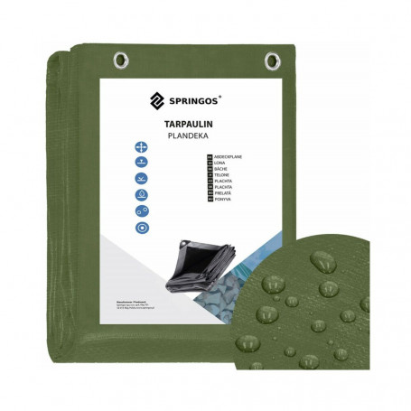 Krycí plachta s oky 4x7 m, 120g PE, zelená SPRINGOS PROTECT