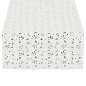 Vánoční ubrus s vločkami 220x140 cm bílý, vánoční dekorace