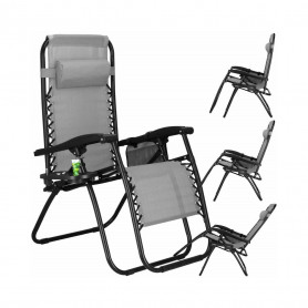 Zahradní polohovací křeslo SPRINGOS ZERO GRAVITY světle šedé