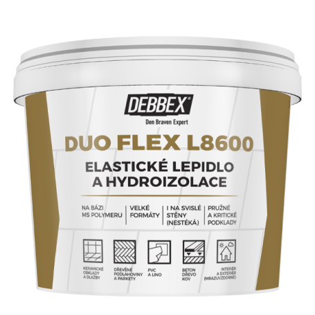 Elastické lepidlo a hydroizolace DUO FLEX L8600 15 kg kbelík šedá