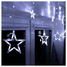 LED světelný závěs Hvězdy - 2,5x0,7m, 138LED, 8 funkcí, IP20, studená bílá