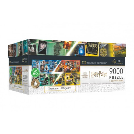 Puzzle Harry Potter Domy v Bradavicích 9000 dílků + plakát  v krabici 45x24x21cm