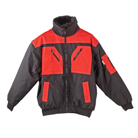 Celoroční pracovní bunda 4v1, černá/červená, XXXL