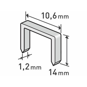 Spony 14 mm, 10,6x0,52x1,2 mm, balení 1000 ks