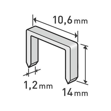 Spony 14 mm, 10,6x0,52x1,2 mm, balení 1000 ks