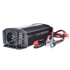 Měnič napětí 12V/300W, USB 500mA, kovový