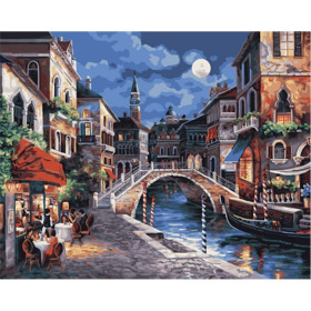 Diamantové malování Benátky v noci 40x30 cm