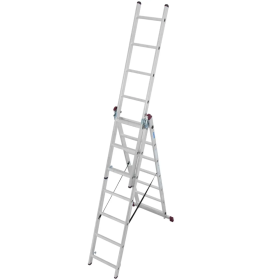 Hliníkový žebřík třídílný CORDA 3x7 příček, 150 kg