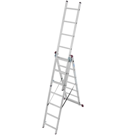 Hliníkový žebřík třídílný CORDA 3x7 příček, 150 kg