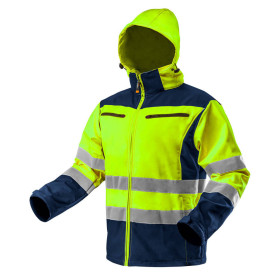 Pracovní bunda výstražná, softshell s kapucí, žlutá, velikost XXL