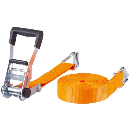 Upínací popruh s ráčnou a dvojitým hákem dvoudílný 8 m x 50 mm / 5 T