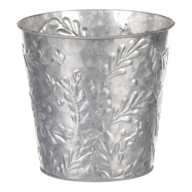 Kovový obal na květináč s dekorem jmelí 15 cm, stříbrný
