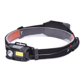 LED čelová svítilna, 3 W+COB, 150+60 lm
