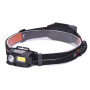 LED čelová svítilna, 3 W+COB, 150+60 lm