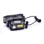 LED čelová svítilna, 3 W+COB, 150+60 lm