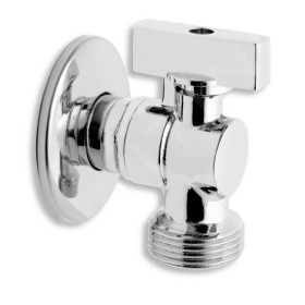 Práčkový rohový ventil se zpětnou klapkou 1/2"x3/4", chrom