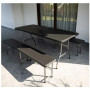 Zahradní rozkládací set stůl a dvě lavice 180 cm, černý