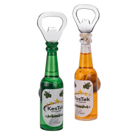 Otvírák na láhve ve tvaru pivní láhve, s magnetem