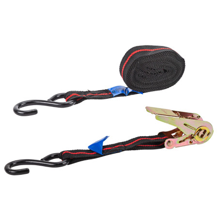 Upínací popruh s ráčnou a hákem dvoudílný 5 m x 25 mm / 245 kg