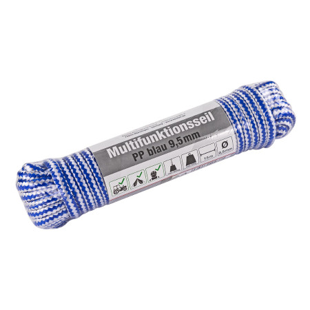 Multifunkční lano PP 15 m / 9,5 mm, modré