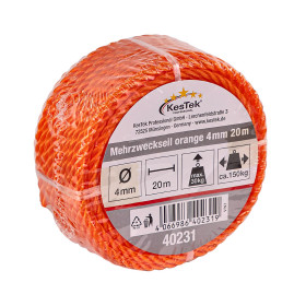 Víceúčelové lano 20 m / 4 mm, oranžové