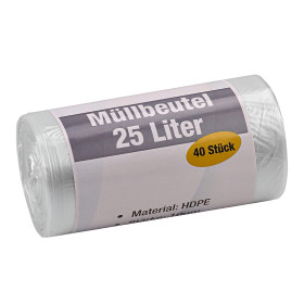 Pytle na odpadky 25 litrů, 10 um, průsvitné, 40 ks