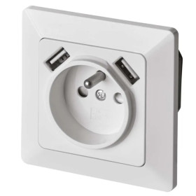 Zásuvka s USB 2,1 A max., bílá