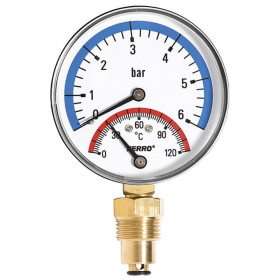 Termomanometr 0-6 bar / 0-120 °C 1/2" spodní