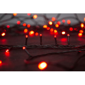 Vánoční řetěz červený 10 m/100 LED Serpens, 8 funkcí, s adaptérem, IP44