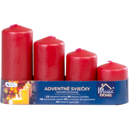 Adventní svíčky 48 mm x 60/80/100/120 mm, bordó