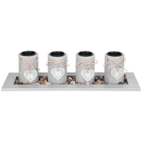 Svícen na čajové svíčky 39x12,5x10 cm HOME, šedý