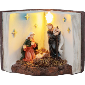 Vánoční dekorace LED Betlém v knize 13,5x8x9,5 cm