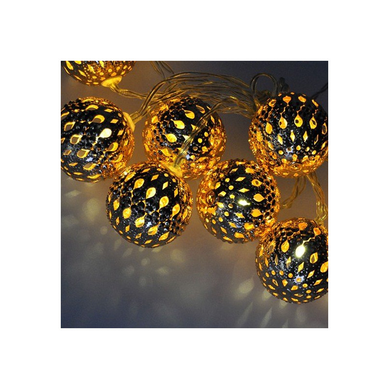 SOLIGHT LED světelný řetěz Vánoční koule zlaté 1 m, 10 LED, 2x AA, IP20 1V207-G