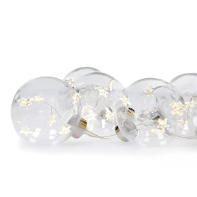 LED světelný řetěz Vánoční koule s hvězdičkami 2 m, 30 LED, 3x AA, IP20