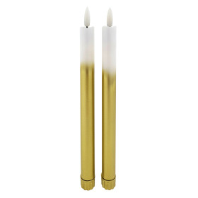 LED svíčky dlouhé 2x25 cm, 2xAA, bílo-zlaté, 2 ks